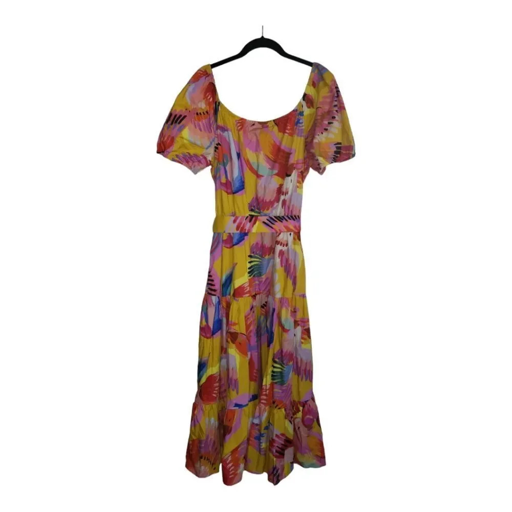 Farm Rio Yellow Multi Floral-Print Off-Shoulder Belted Maxi Dress new with tags - Picture 7 of 10